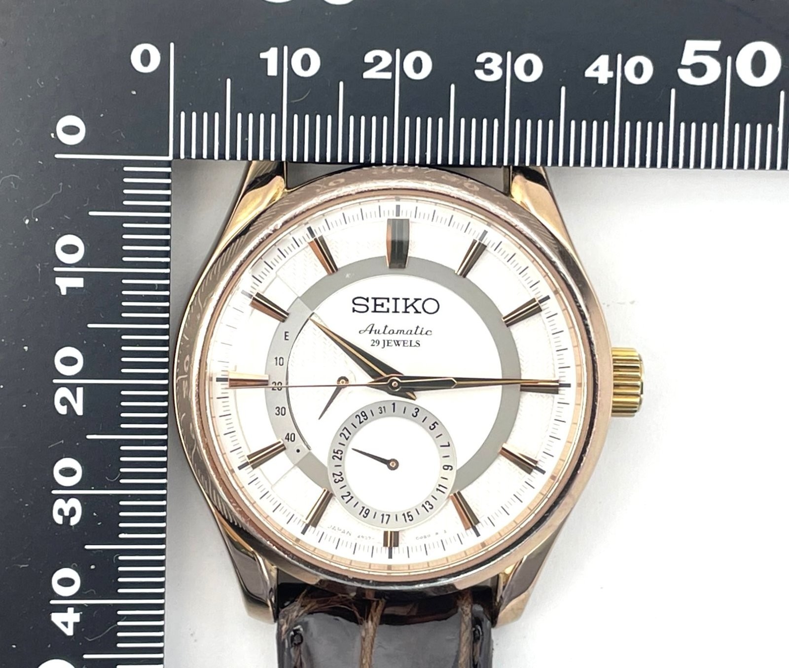 Near MINT SEIKO PRESAGE Automatic Watch Rose Gold 6R27-00B0 SARW004 New Band