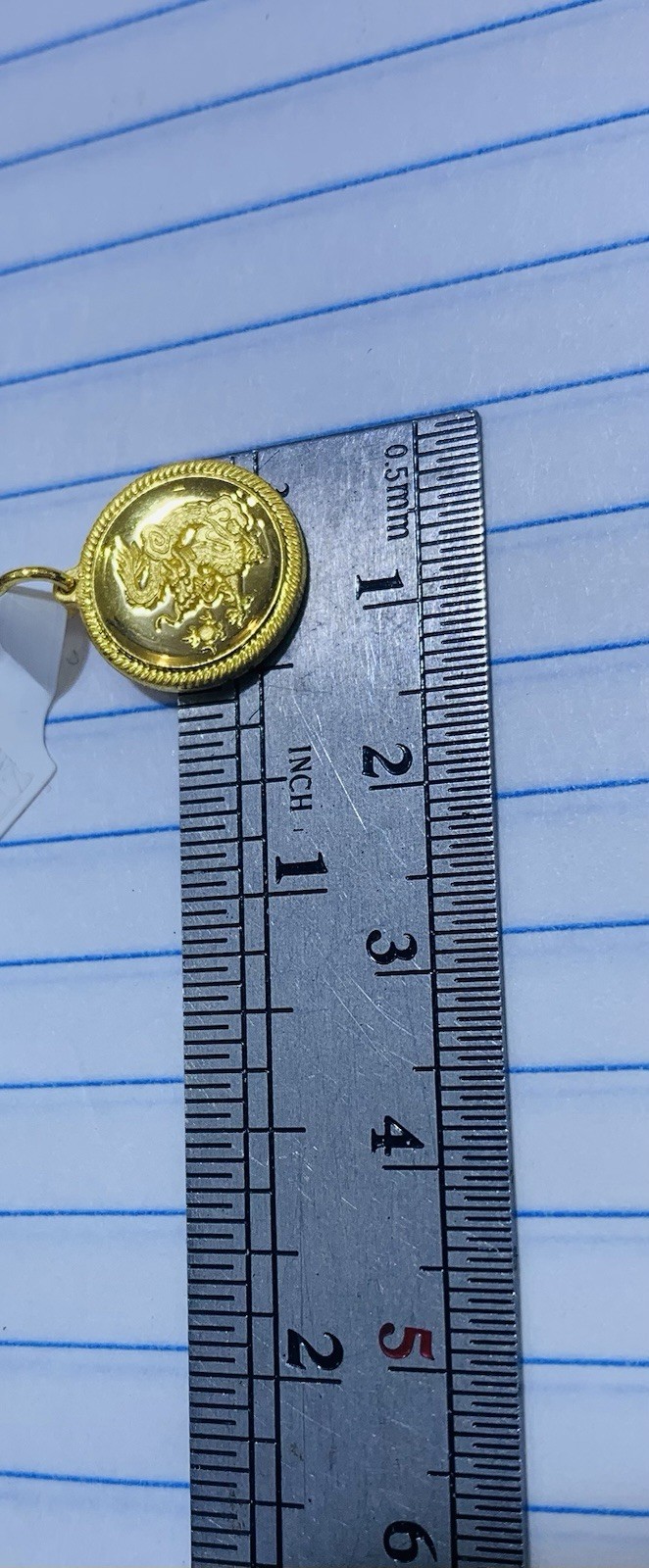 24k Solid Yellow Gold Shaped Round Snake Diamond Cut Pendant 2.33Grams