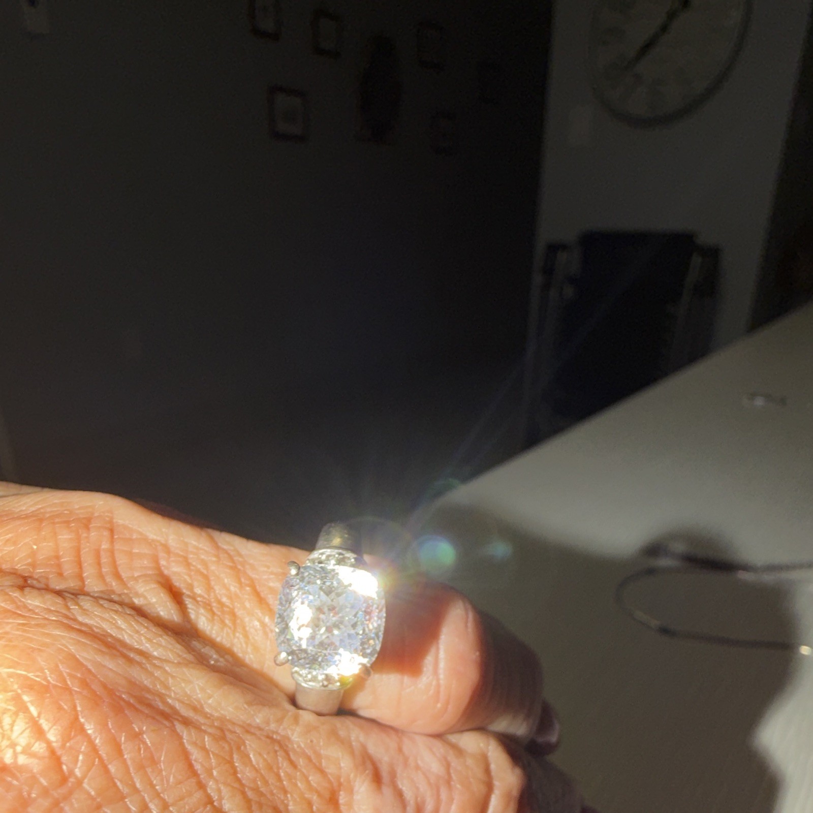 Oval White/Colorless Diamond Prong Set Engagement Ring Iron Women’s 6.5