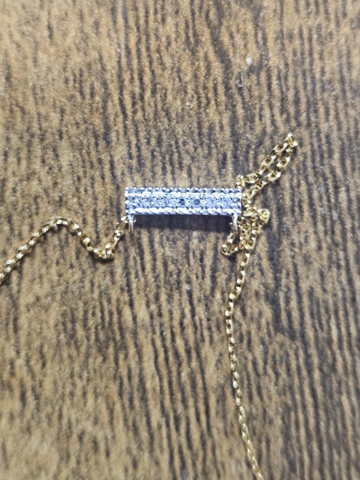 Dana Rebecca Designs Sylvie Rose 14K Gold Diamond Bar 16″ Necklace Italy 585 NEW