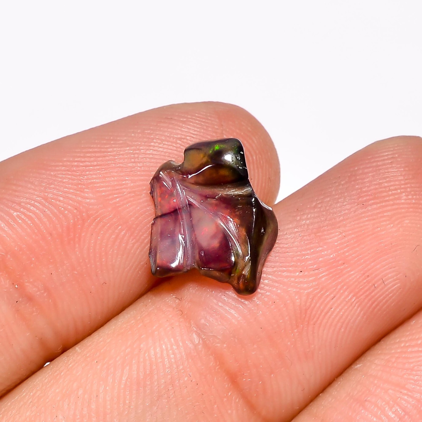 1.55 Ct. Black Ethiopian Opal Gemstone Fancy Carved Gemstone 12X10X3 mm A-3586