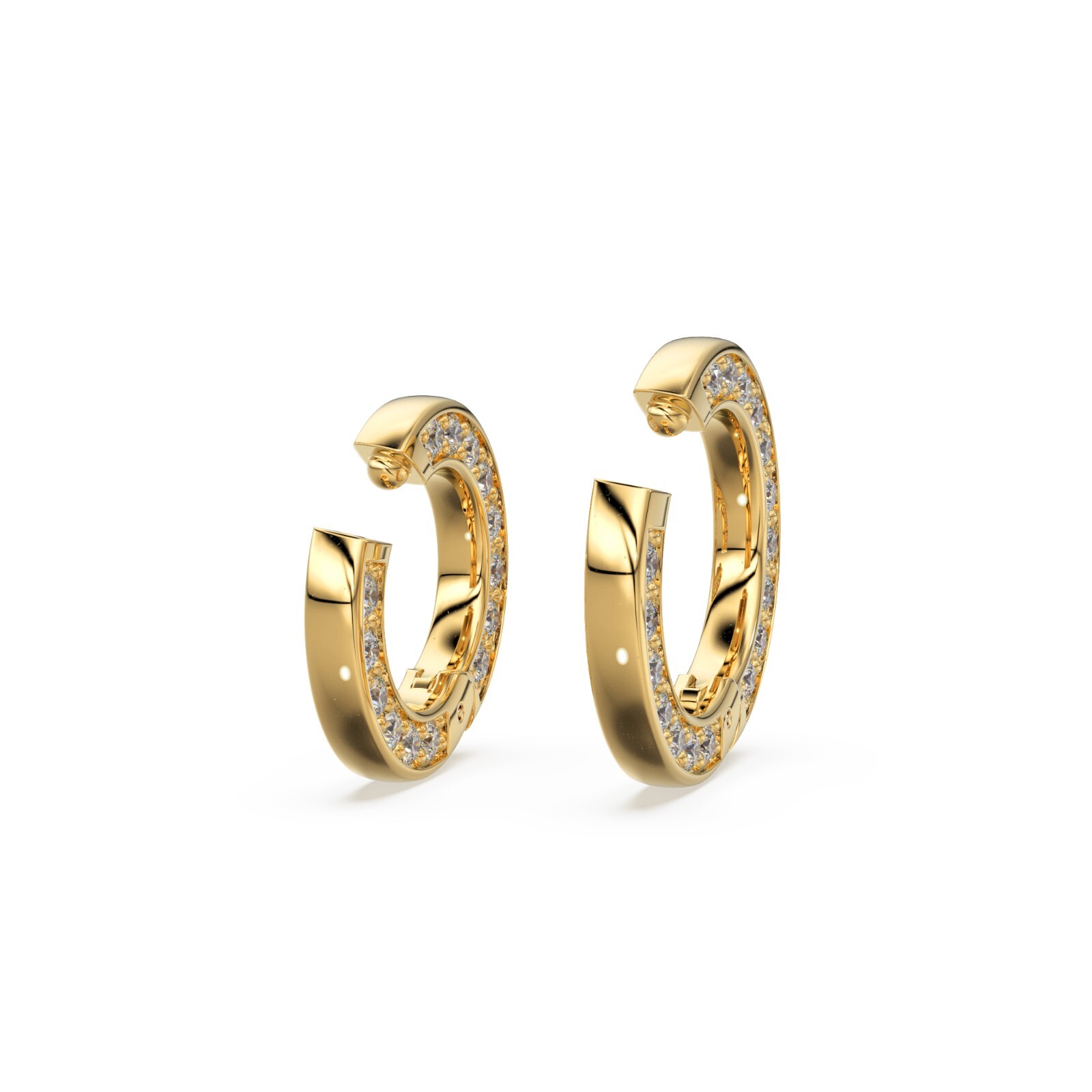 14k Clicker Round Connector Solid Gold Clasp Pave Diamond Connector Finding