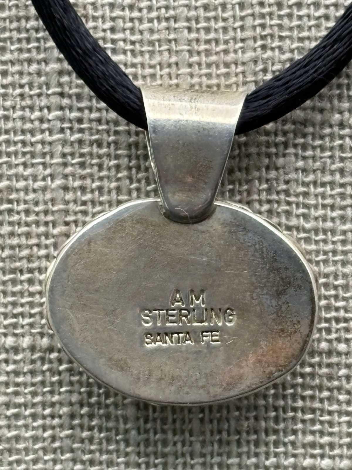 Vintage Sterling Silver AM Santa FE Pendant Necklace Southwestern Multi Stone 7g