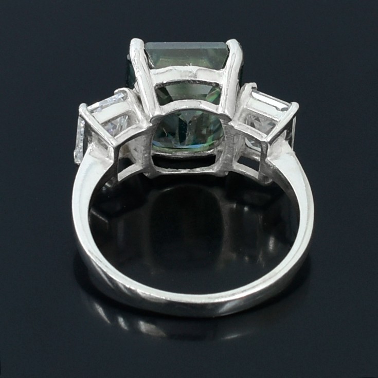6.4Ct Emerald Cut Blue Diamond Ring Great Shine-Free Diamond Studs! Free Tariffs