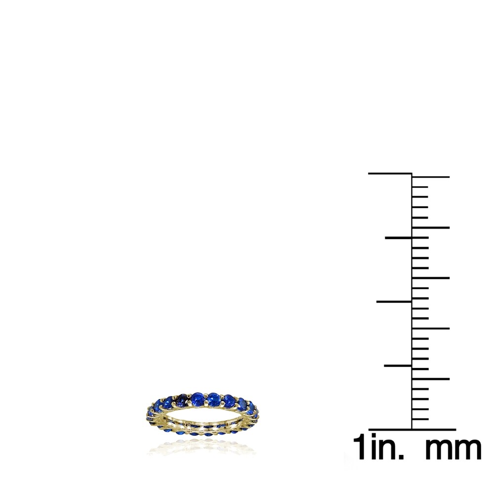 Yellow Gold Flashed Silver Created Sapphire 3mm Round-cut Eternity Ring, Size 9