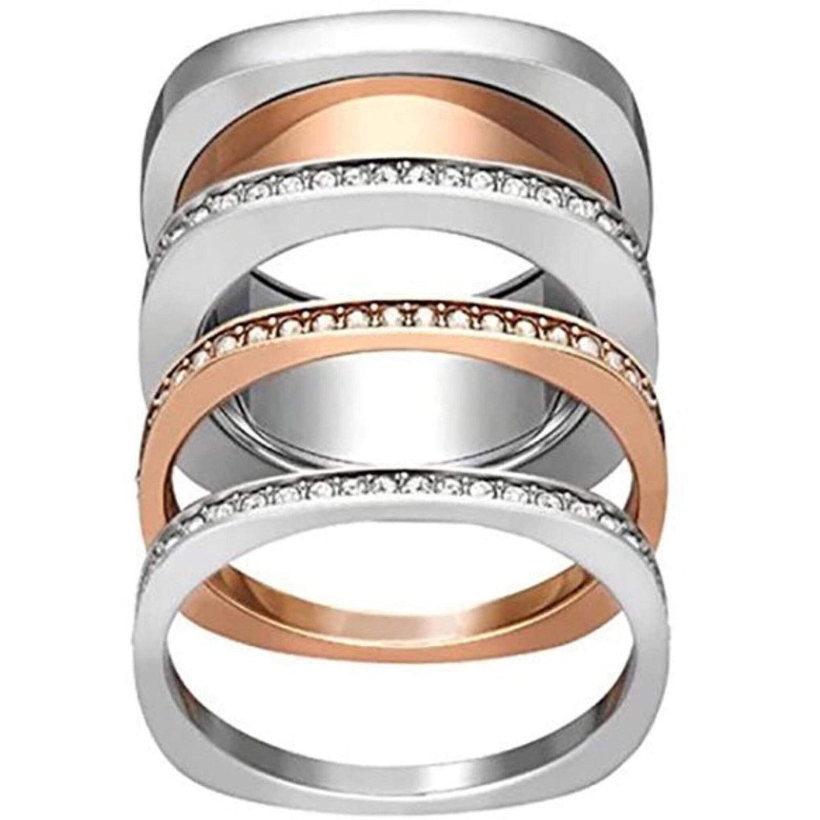 Swarovski Women’s Ring Vio Two Tone Rhodium and Rose Gold Plated, Size 8 5184229