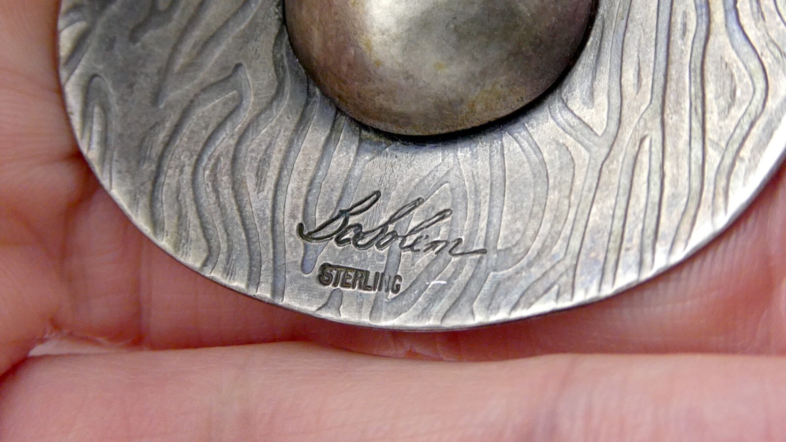 BoSolim Artisan Signed Sterling Silver Textured Shape Pendant 17.1g 1 5/8 Inches
