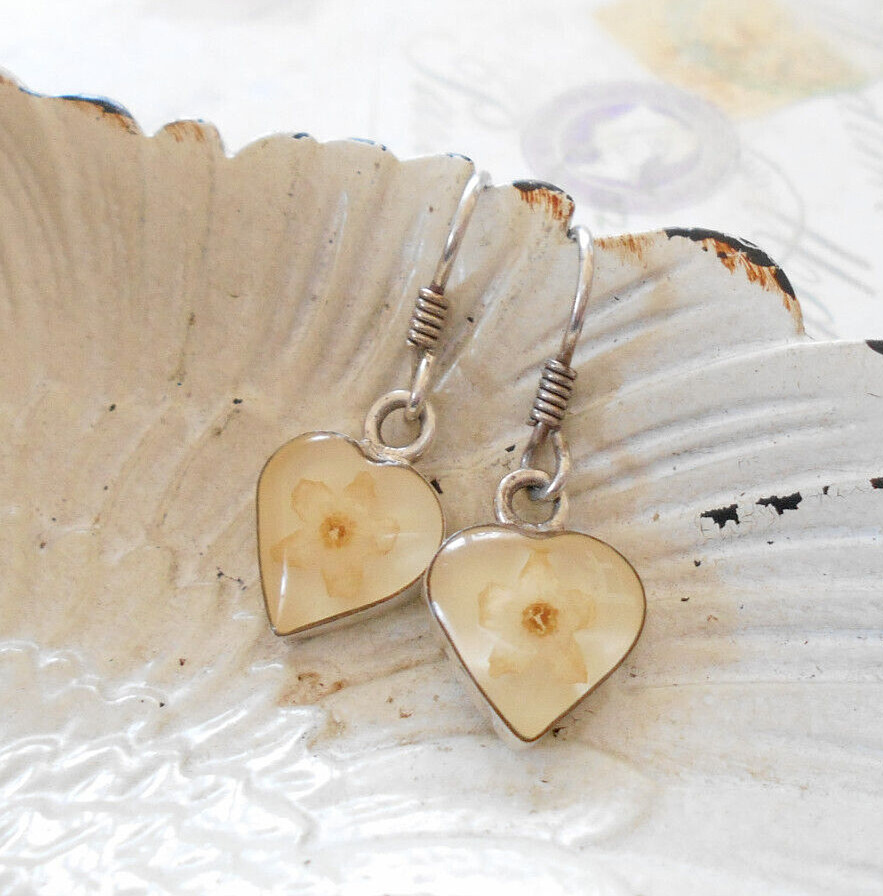 Charming Sterling Silver Dried Flowers in Resin Earrings 30Z50-8