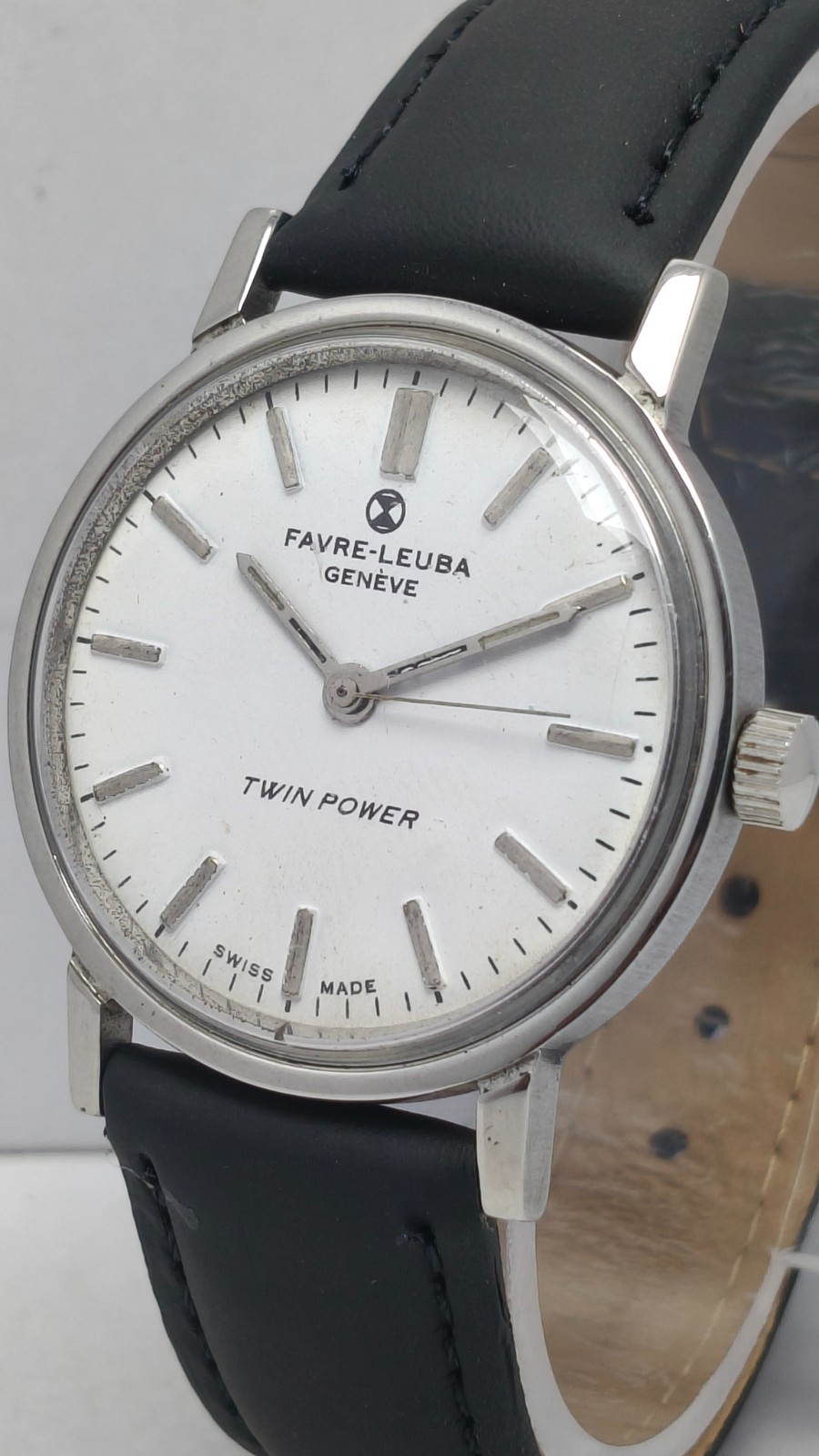 Vintage Favre Leuba Geneve Twin Power Wrist watch Swiss Made For Men’s