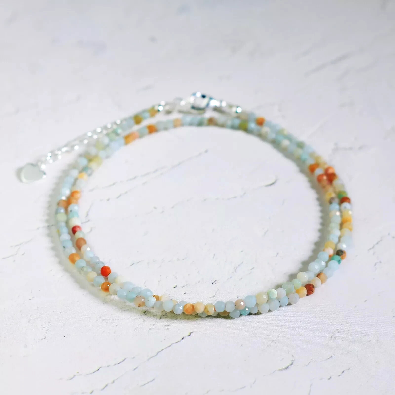 Amazonite 2mm Gemstone Beads Dainty Choker Necklace Minimalist Crystal Necklace