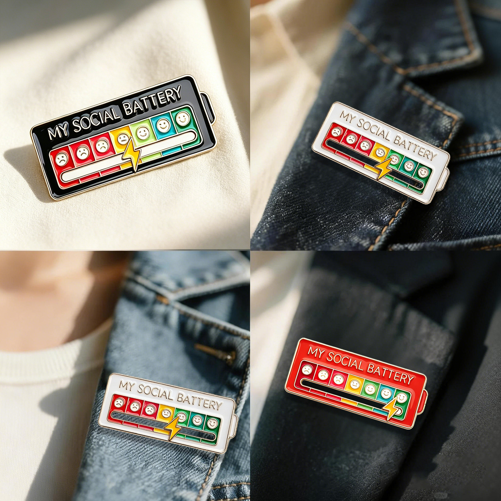 Social Battery Interactive Mood Enamel Pin/My Creative Lapel Pin-Excellent idea