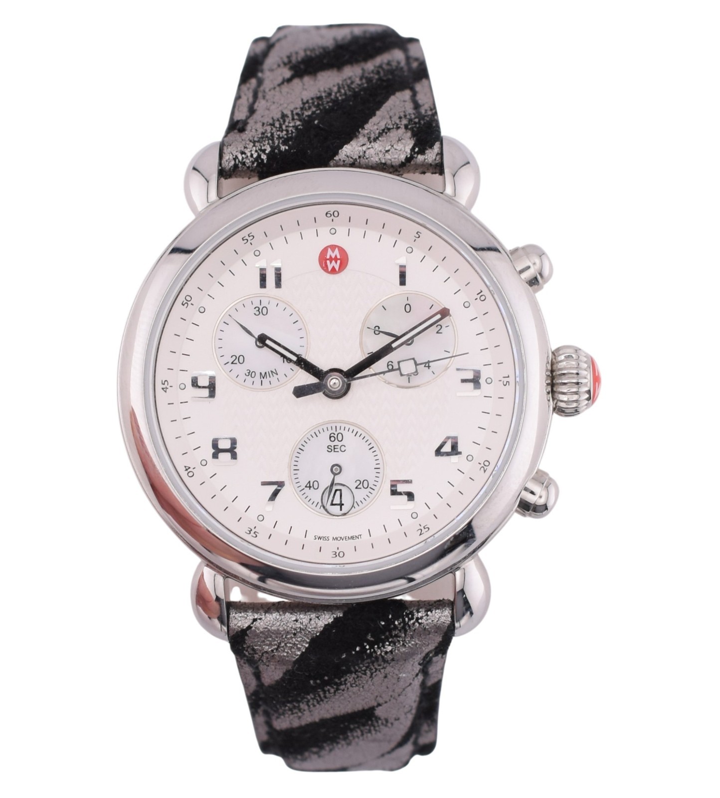 NEW MICHELE CSX 39 CHRONOGRAPH LEATHER BAND WOMENS WATCH MW03D00A0025 $815.00