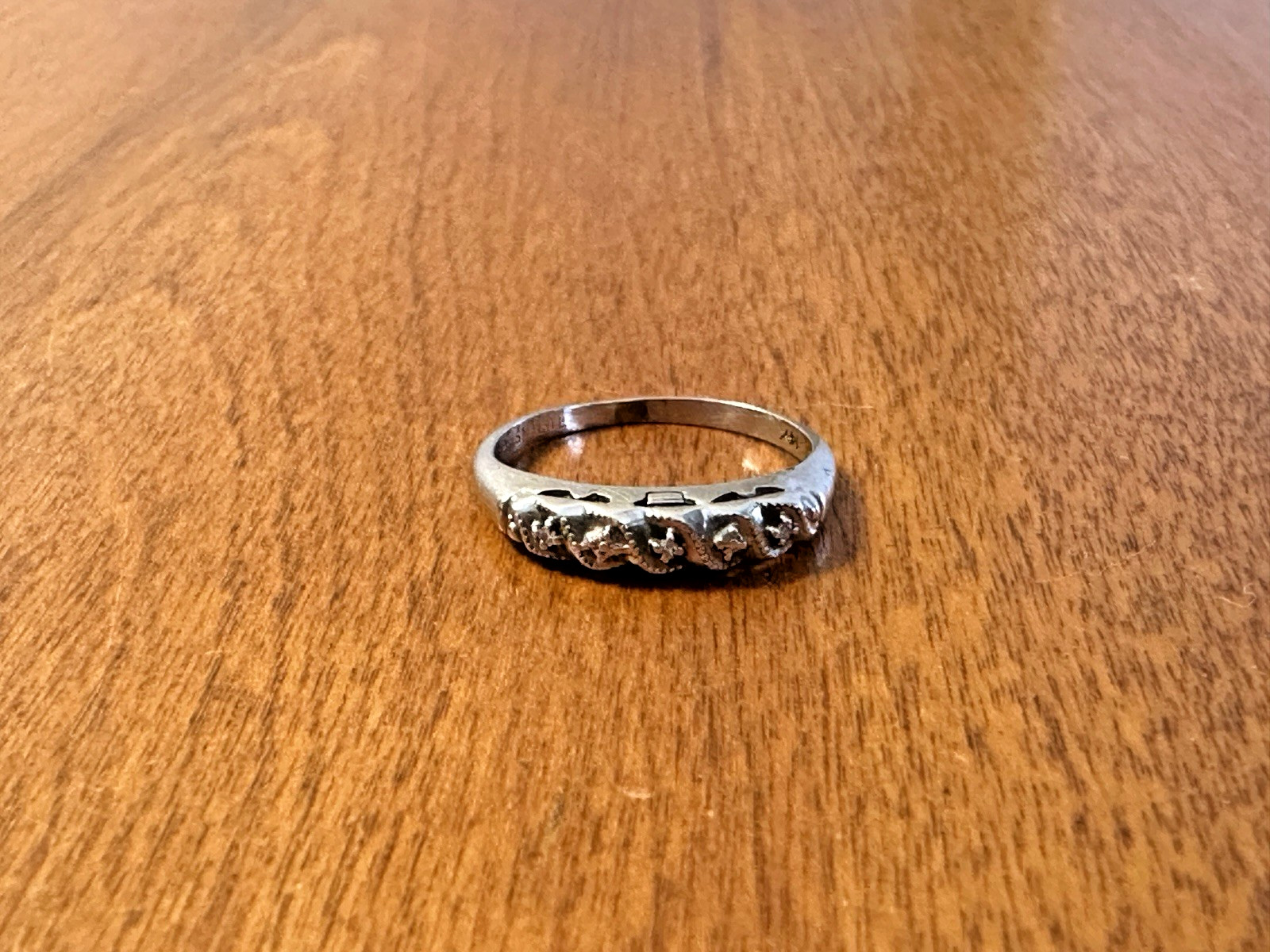 Vintage 1940s PRISM-LITE 14K White Gold BAND RING Part of Bridal/Wedding Set