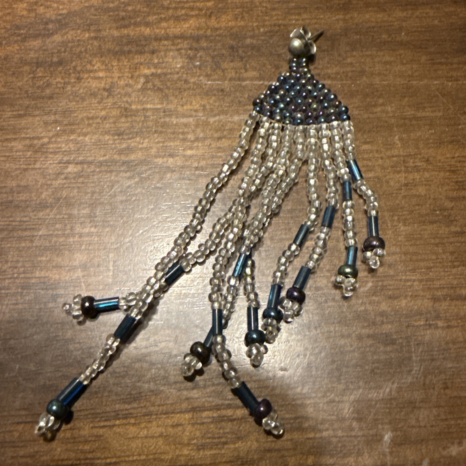 Southwestern Diamond Hand Beaded OpaqueTassel Dangle Earrings