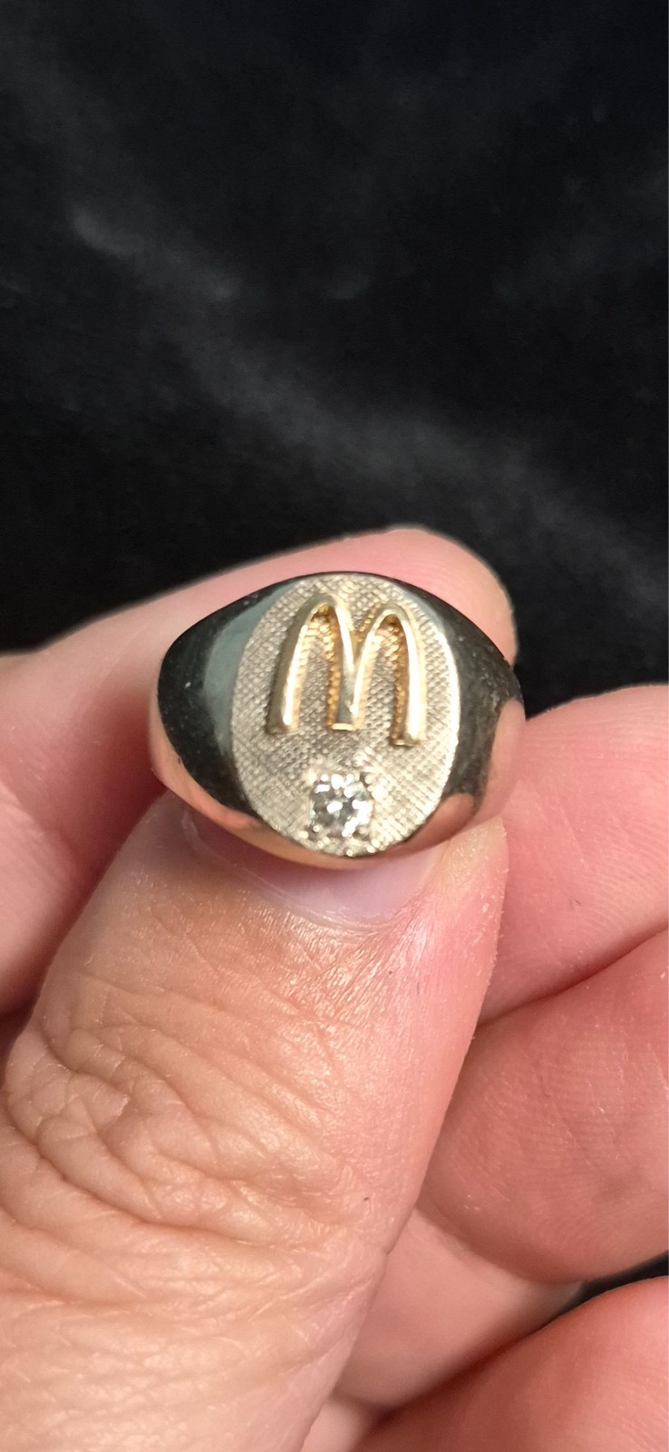 Rare two tone14k white and yellow gold McDonald’s 10yr service ring with diamond