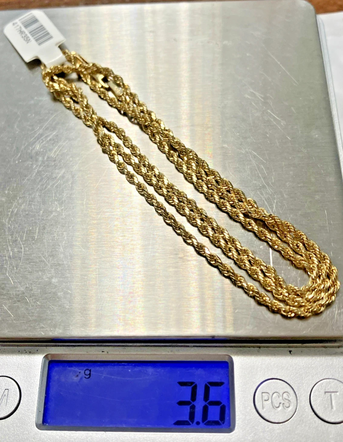 10kt Real Gold Rope Hollow Chain 3.5Grams 2.5mm 24” Necklace GND Brand NWT 10K