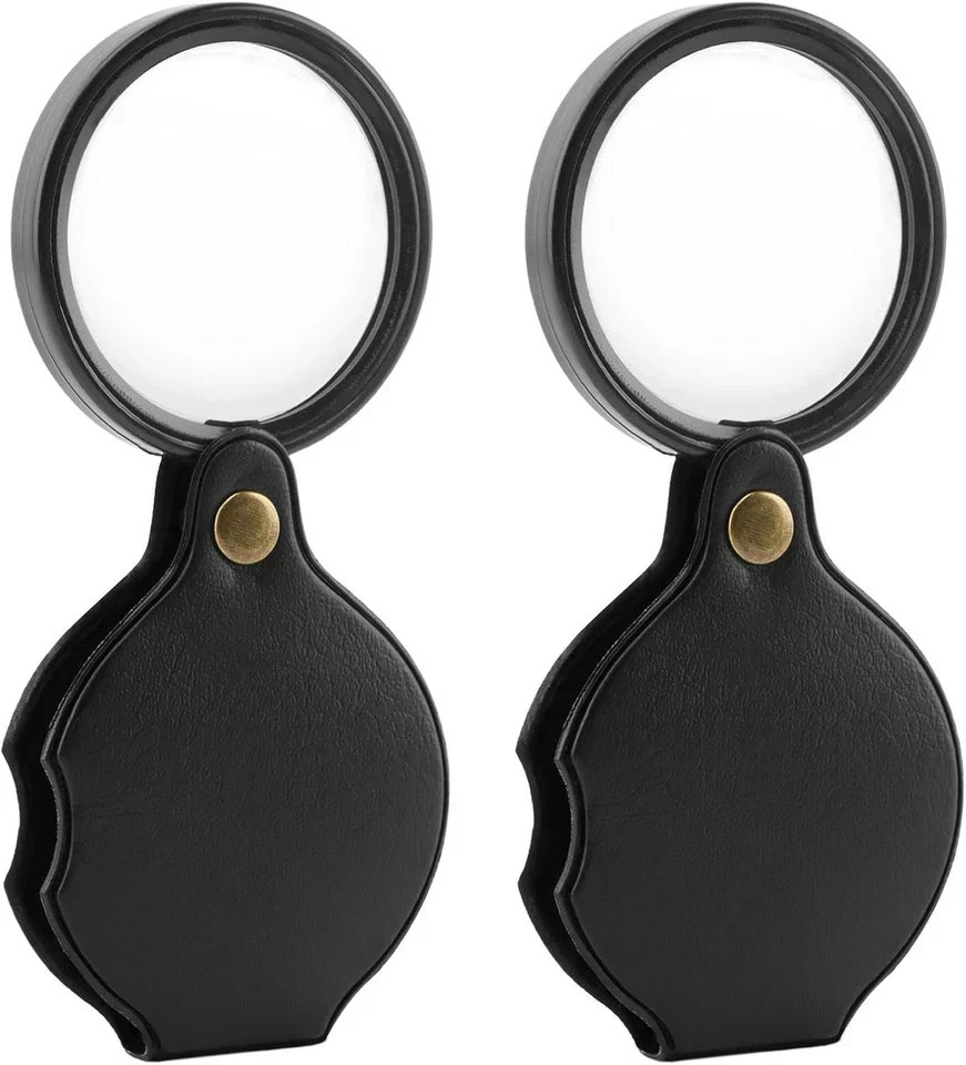 20X Pocket Magnifier, 2Pcs Mini Folding Magnifying Glass for Reading and Inspect