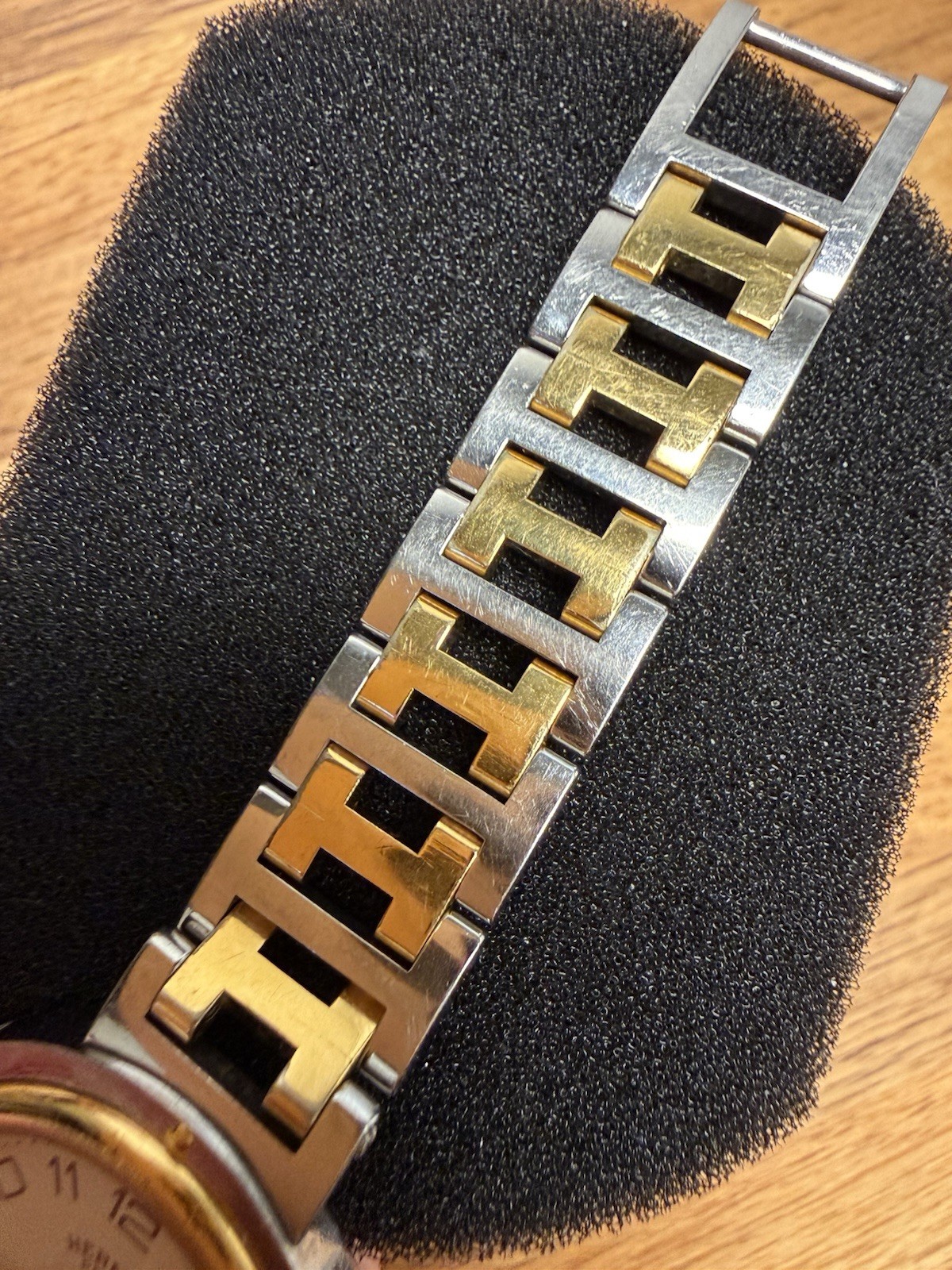 Hermes Clipper Watch Two Tone 30mm With Box Stainless Steel Ladies Authentic