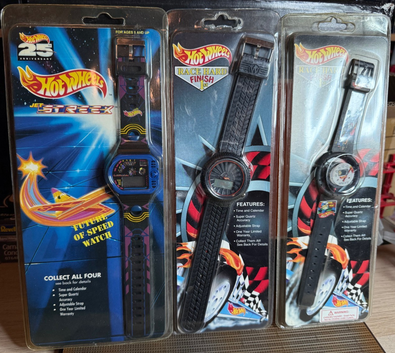 Vintage Hot Wheels Car Watch Set of 3 1993 1994 All Cool Jet Streek & Race Hard