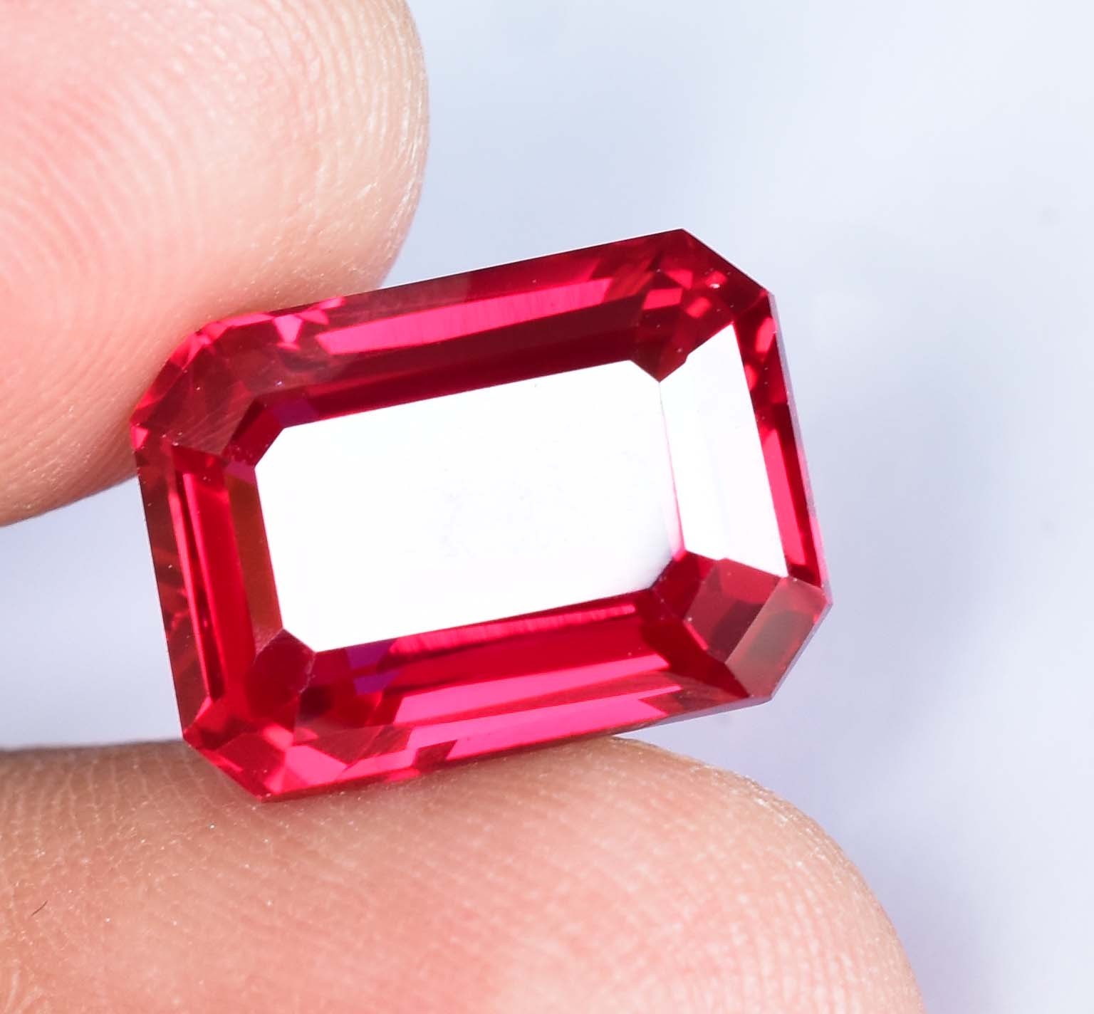 12.00Ct Natural Myanmar Red Spinel Certified Emerald Cut Flawless Loose Gemstone