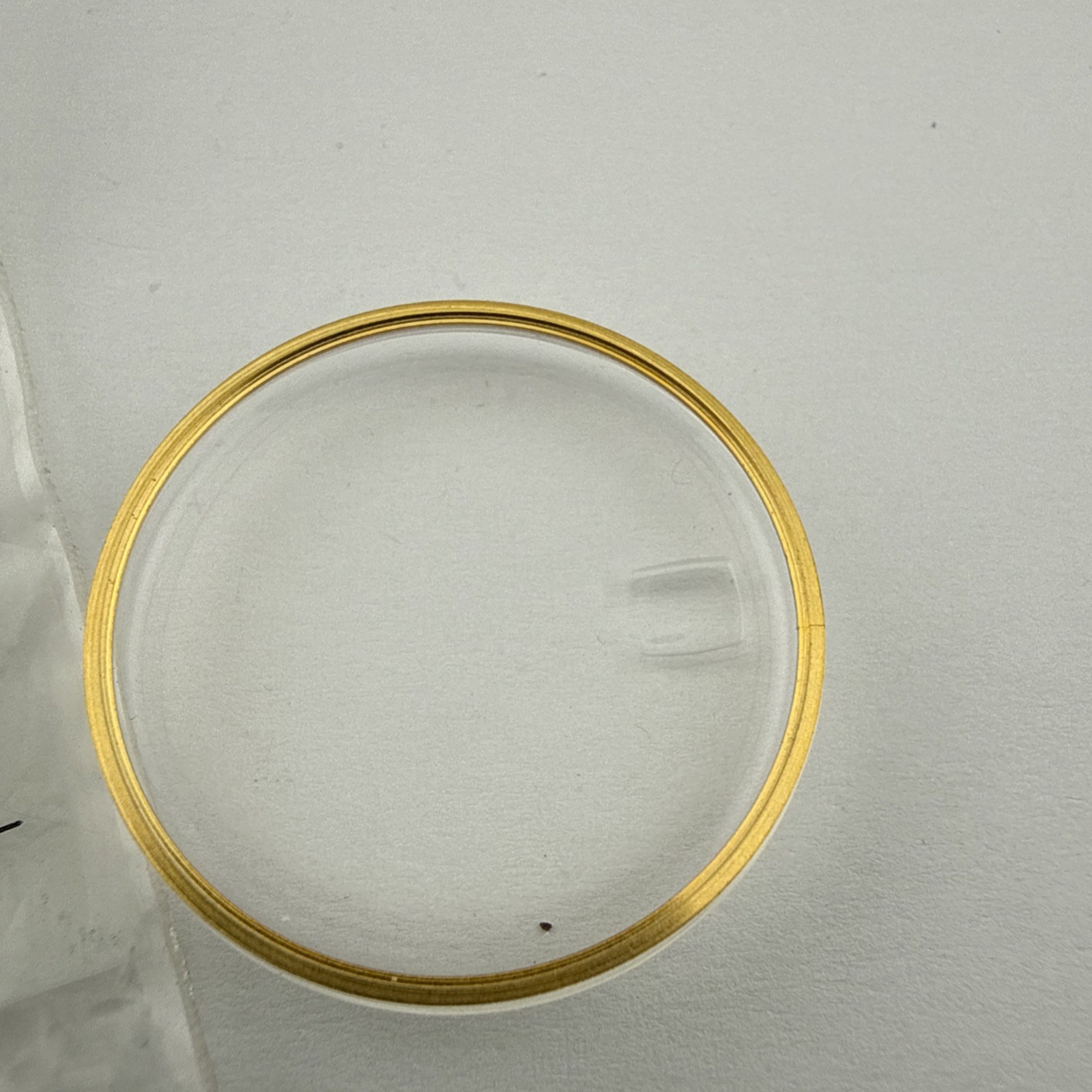 Omega Watch Crystal W/ Date Acrylic 31.8mm Yellow Gold tension ring – NOS