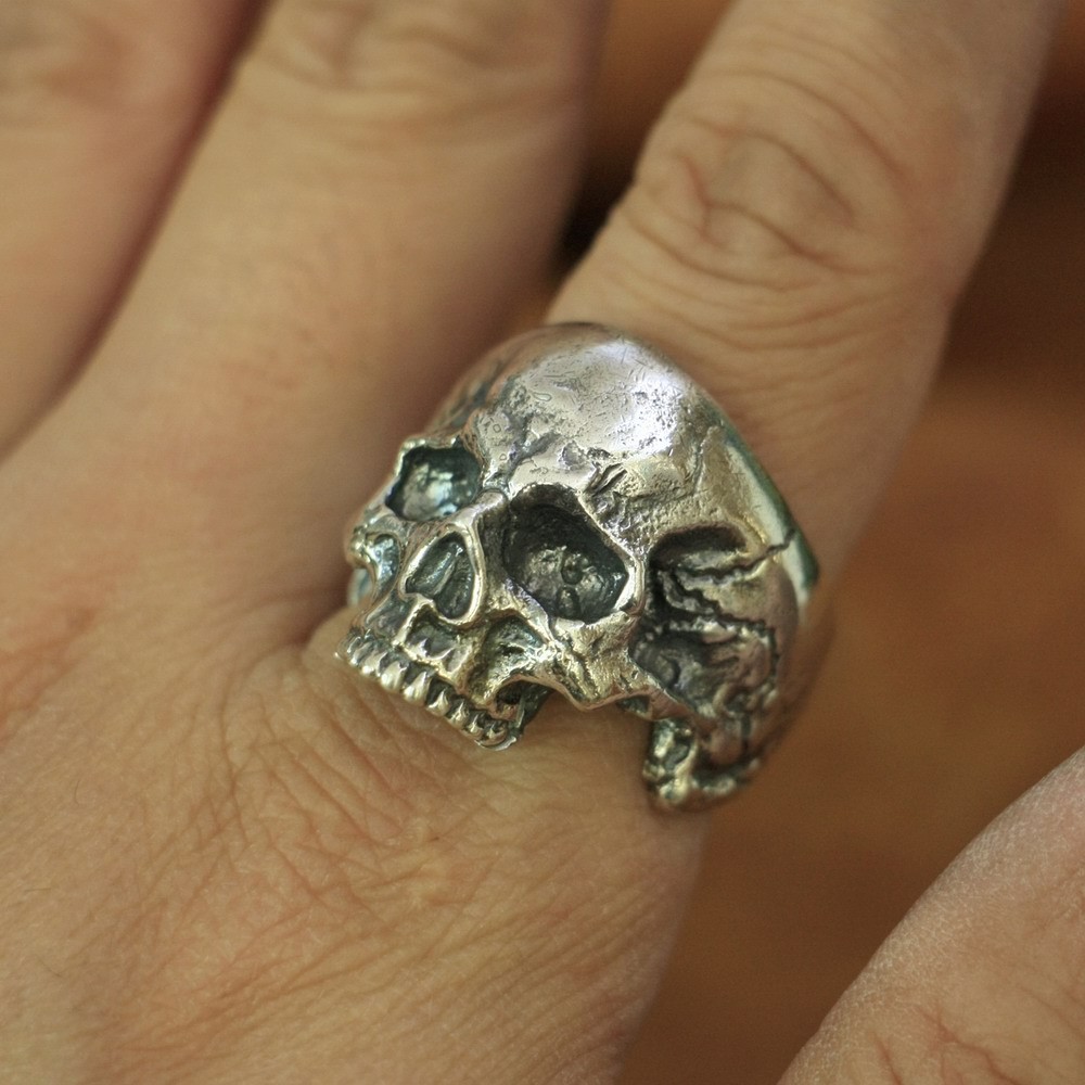 925 Sterling Silver Details Skull Ring Biker Punk Jewelry TA135A US Size 7~14 EZ
