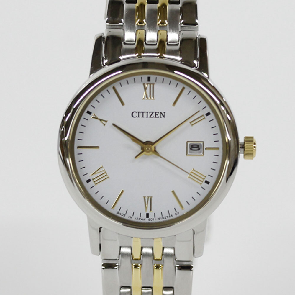 CITIZEN EW1584-59C Analog Quartz Solar Powered White Silver/Gold