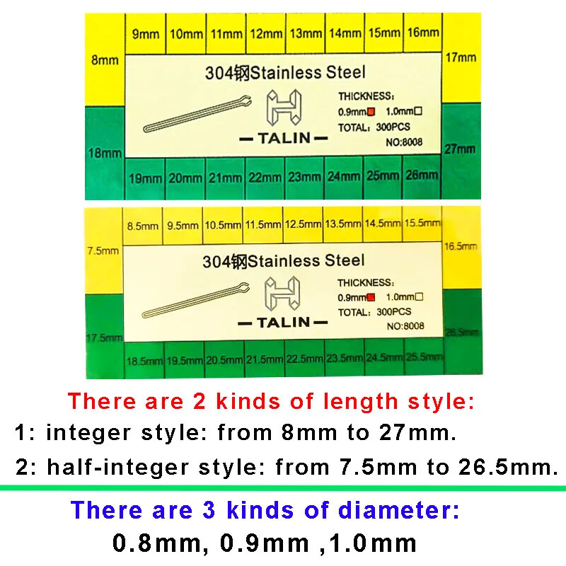 300PCS Watch Band Split Link Bars 0.8 0.9 1.0mm Strap Hairpin 7.5mm 21 22 -27mm