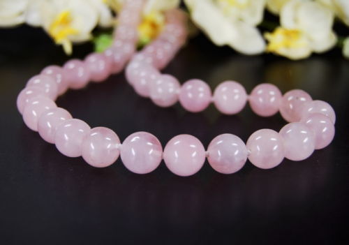 Gemstone chain necklace healing stone rose quartz ball shape ø-10 mm