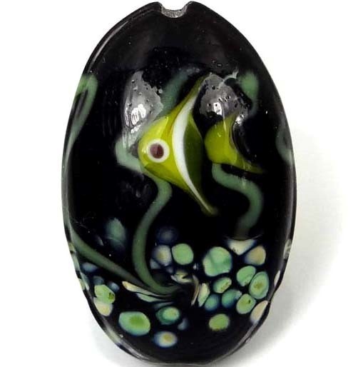 Lampwork Handmade Glass “Underwaterr” Pendant Bead (1)