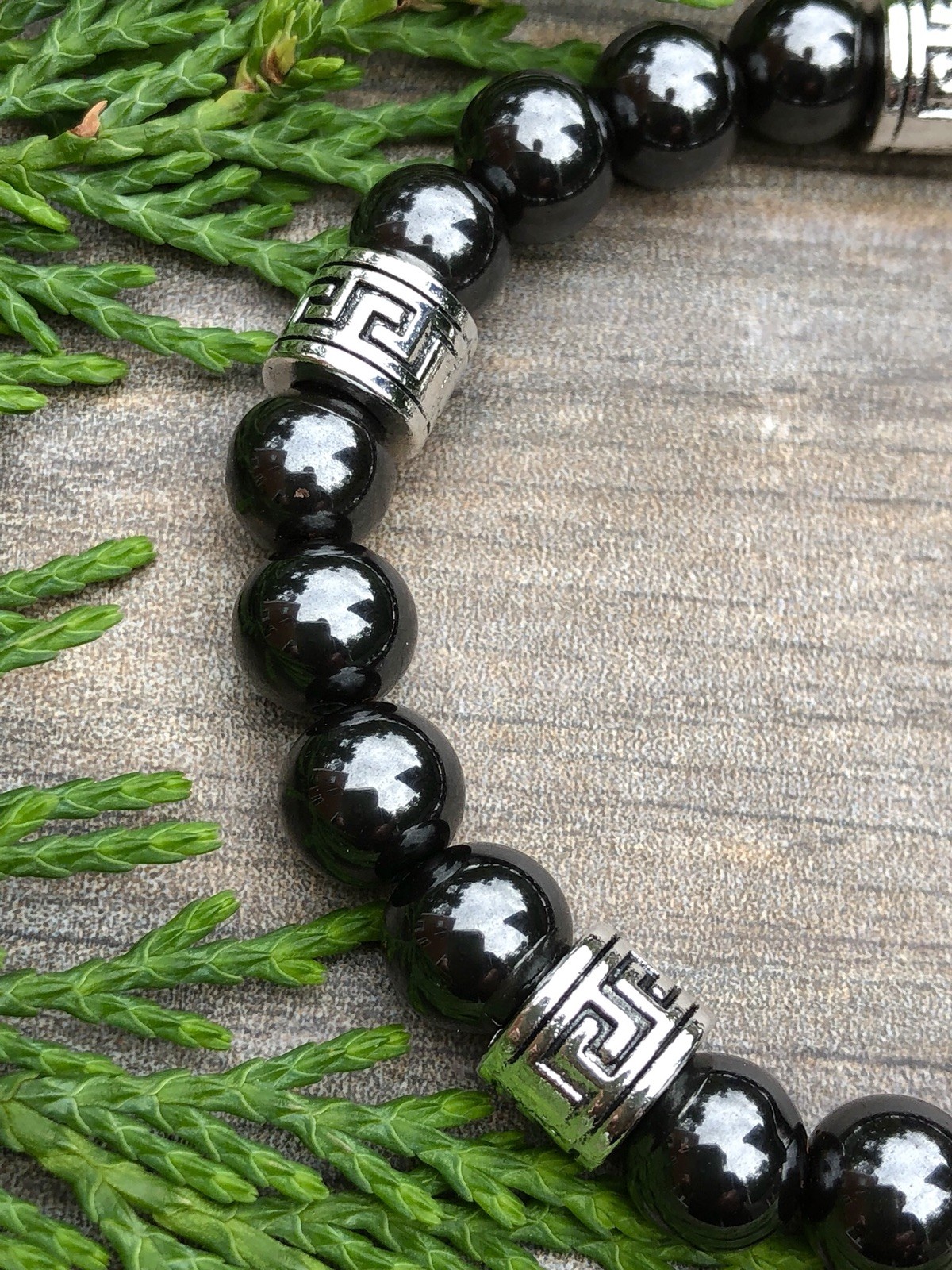 MEN & WOMEN’S UNISEX MAGNETIC HEMATITE THERAPY & GREEK SPACERS BRACELET ALL SIZE