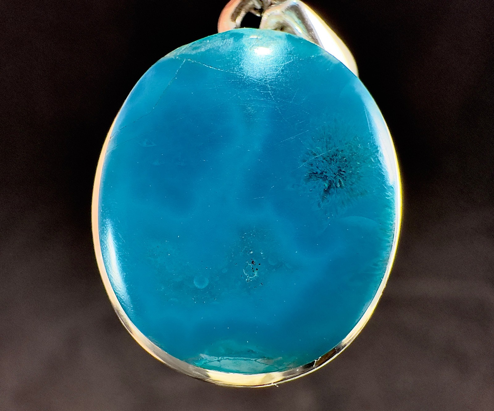 CHRYSOCOLLA Crystal Pendant – Gem Silica Blue Chalcedony, Sterling Silver 54460