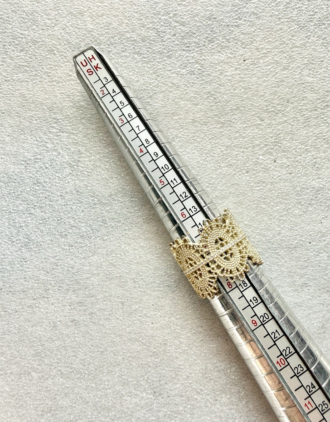 NADRI 925 Sterling Vermeil 19.7mm Wide Lace Sz7 Ring 8.86