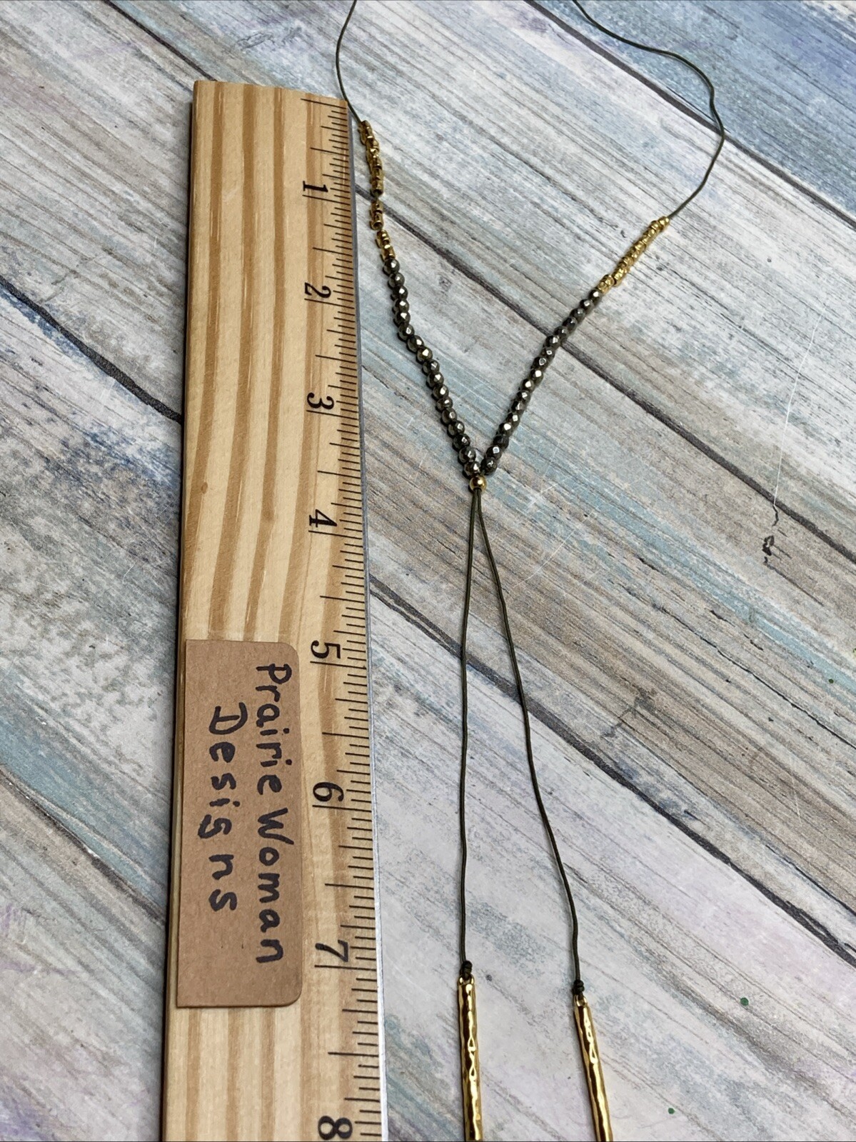 Dainty Crystals Beads Tassel Adjustable Necklace Cord Unbranded Gold Tone Gray