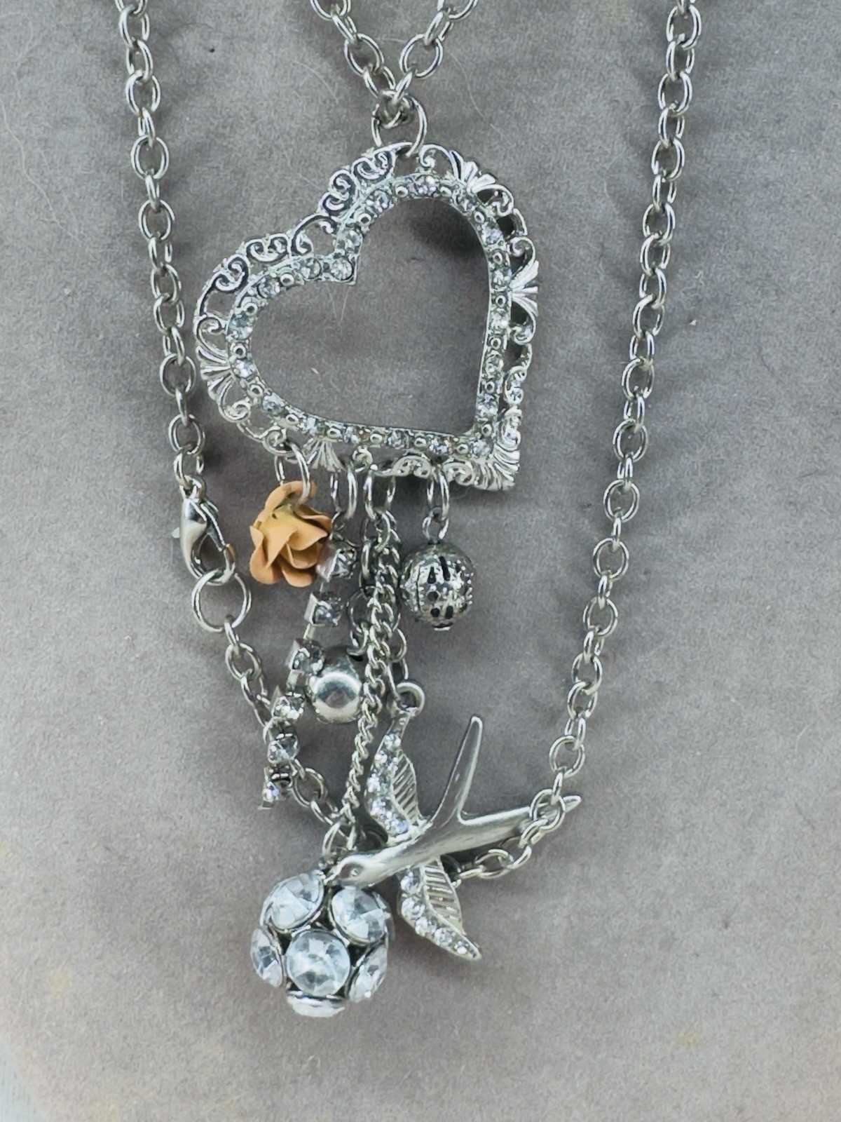 Love Heart Jewelry Lot Necklaces Vintage Modern Mix 7 Pieces