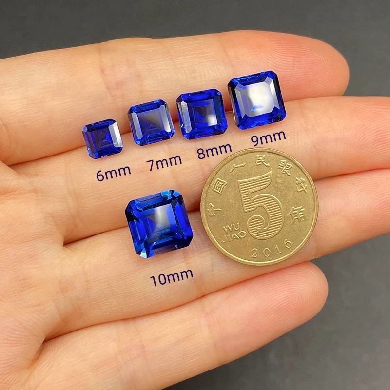 Lab Grown Sapphire Royal Blue Asscher Cut VVS1 Gemstone AGL Certificate