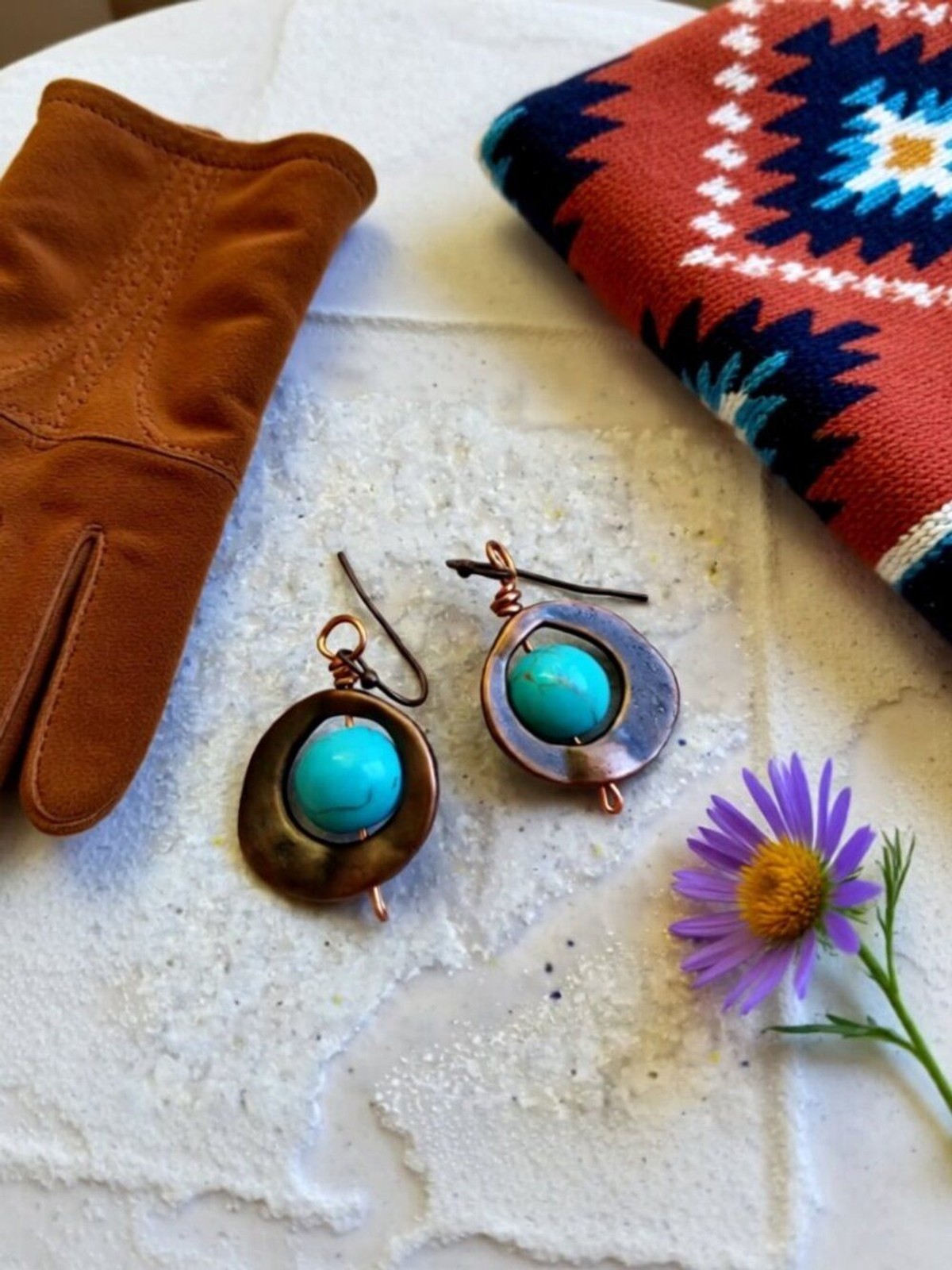 Rustic Dangle Earrings: Turquoise & Copper. Western Wear. Coastal Grandma. Boho.