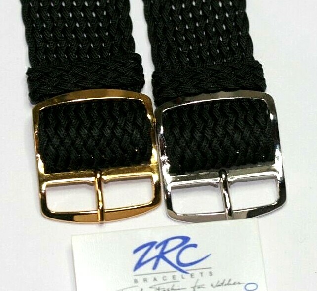 EASY FIT WATCH STRAP 18MM 20MM BLACK PERLON THREAD THROUGH ONE PIECE ZRC FRENCH