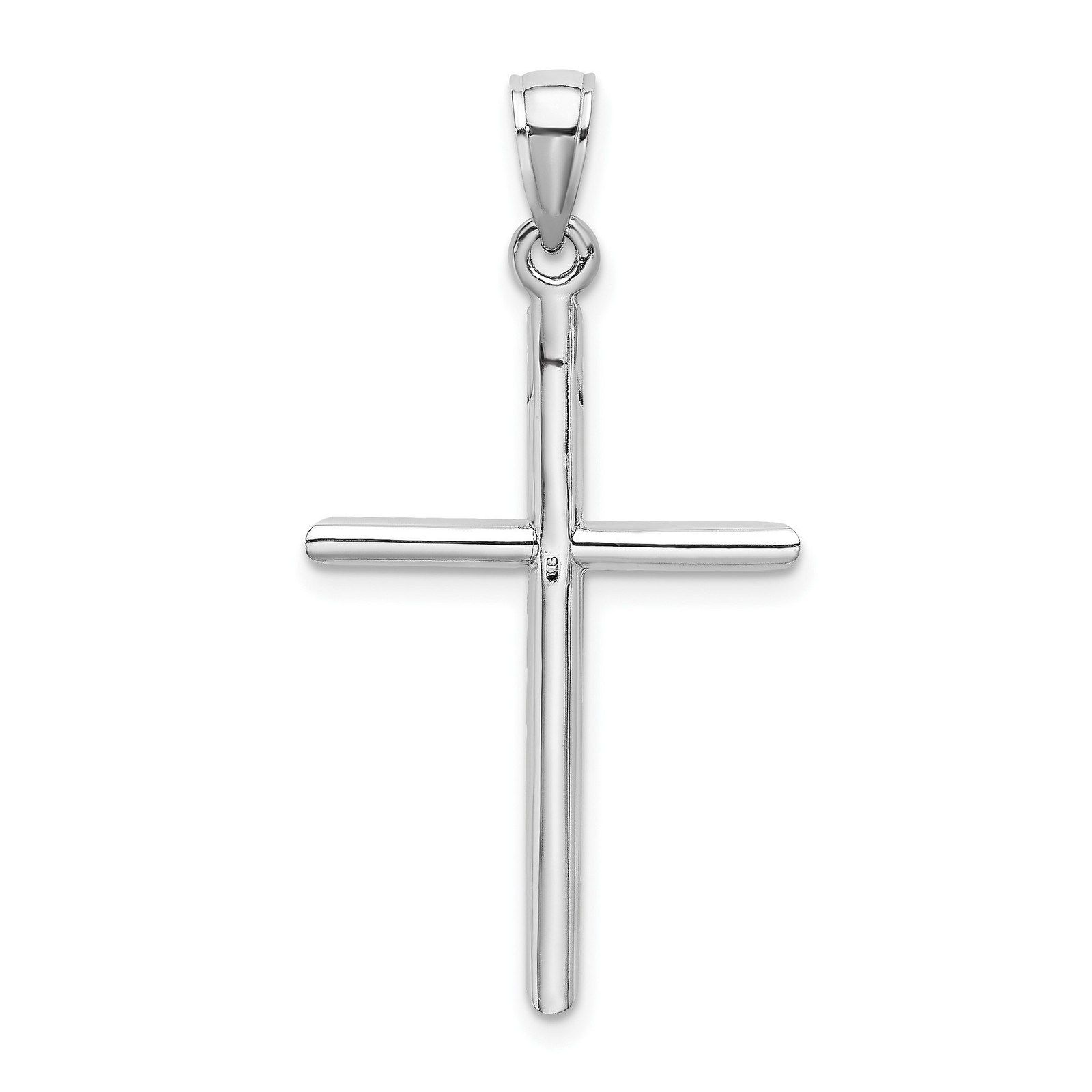 10k White Gold Solid Cross Pendant Polished Religious Jewelry 35.6mm