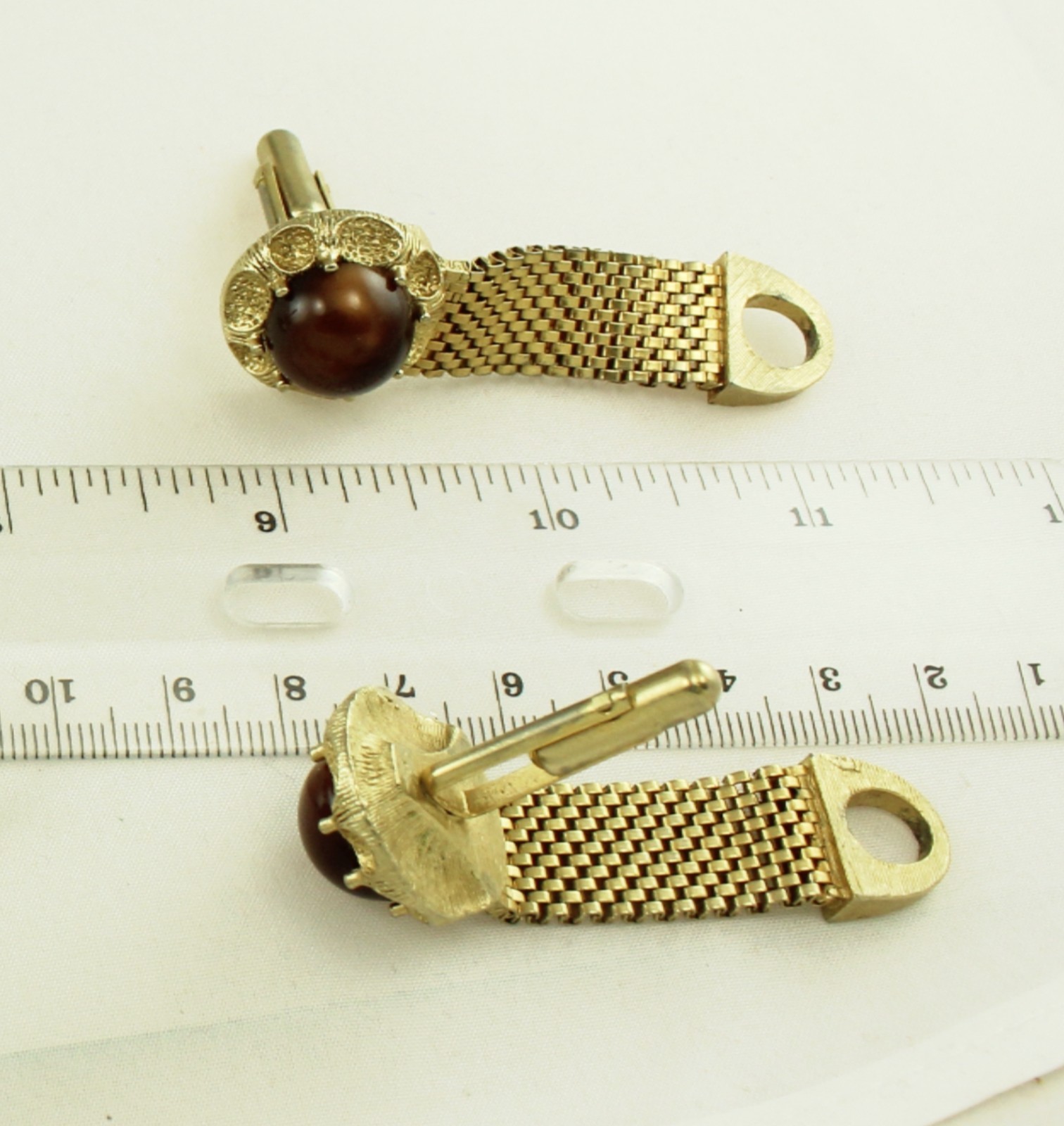 1980s Moonglow Lucite Cab Wrap Around Woven Cufflinks; Charitable Donation
