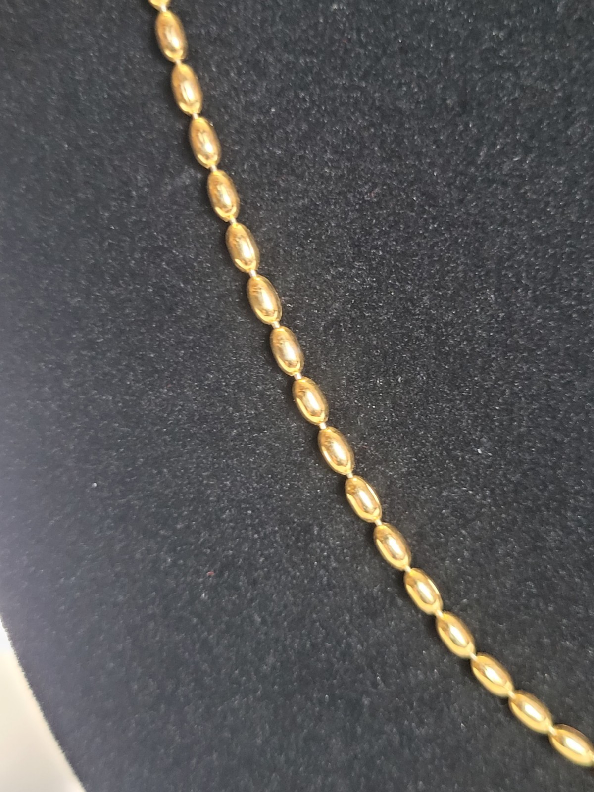 Modern Style Gold-tone Necklace Rolo Bead Chainlink 28″ Costume Fashion Jewelry