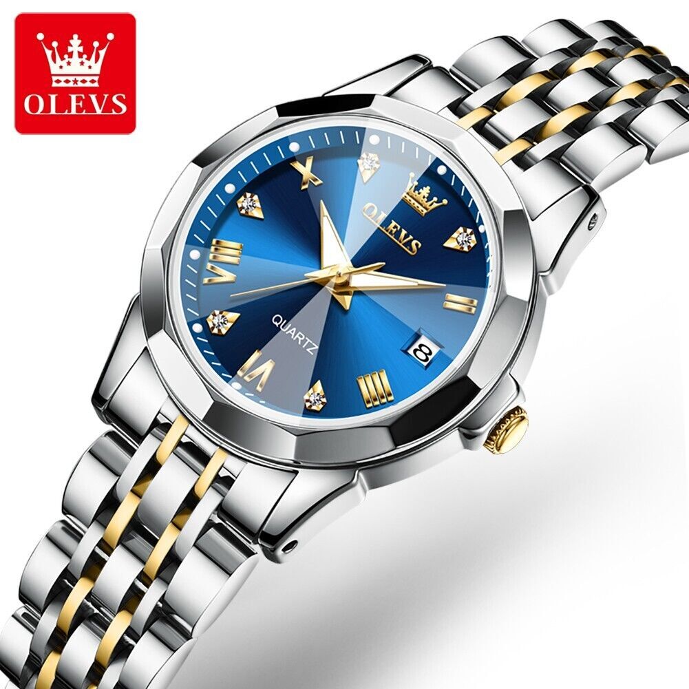 OLEVS Quartz Watch Calendar Stainless Steel Waterproof Women’s Wristwatches Gift