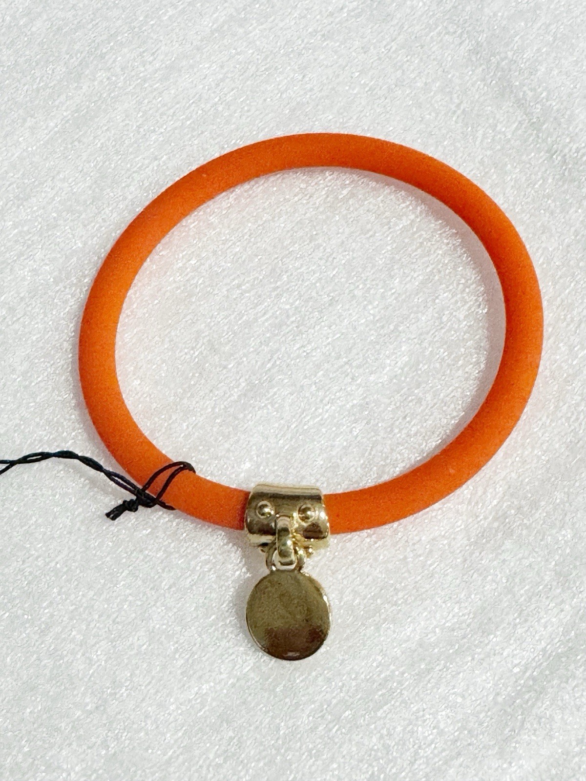 Marc by Marc Jacobs Orange Elastic Silicone Bracelet w/ Gold-Tone Logo Charm NWT