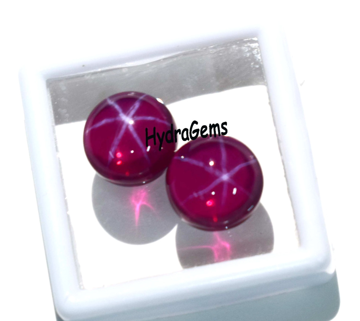 Natural Matching Pair 6 Rays Star Ruby Cabochon Lot Round Cut Red Star Ruby Gem