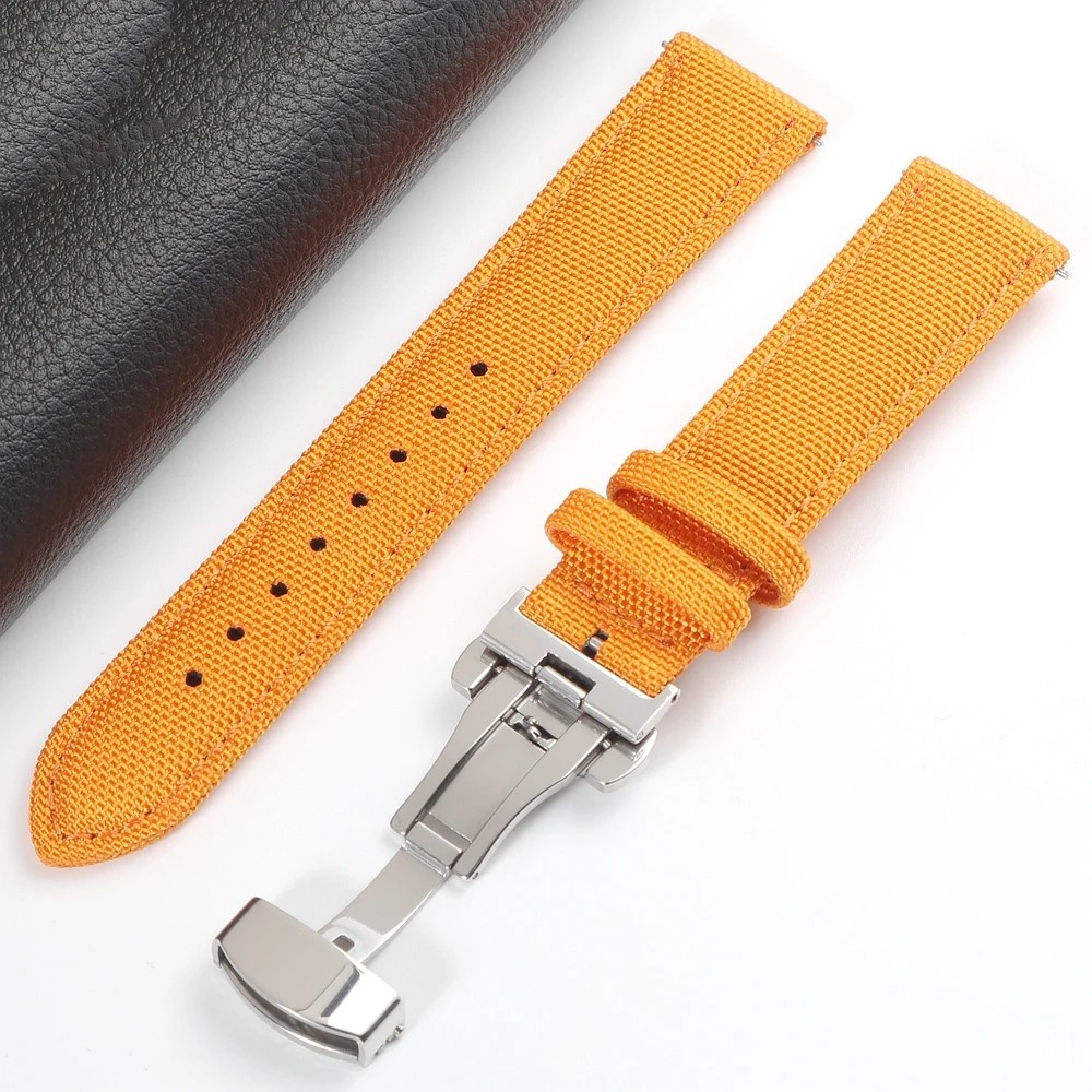 Quick Release Nylon Sailcloth Watch Strap 18mm 20mm 22mm Butterfly Buckle