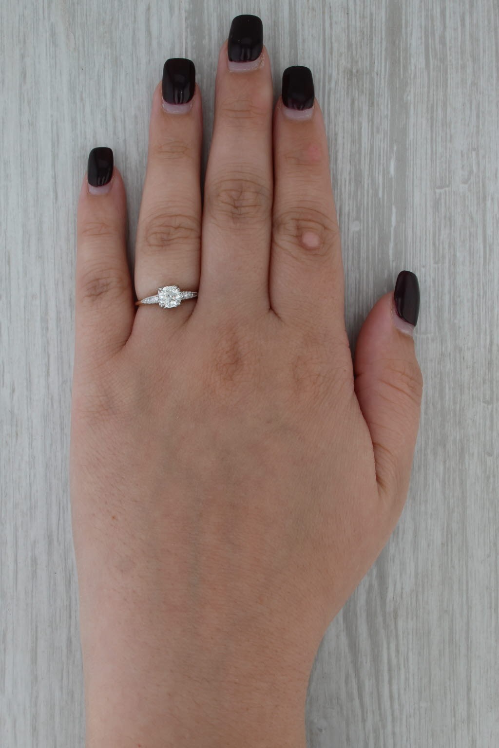 Vintage GIA 0.80ctw Diamond Engagement Ring 14k Gold Palladium Size 6-6.25