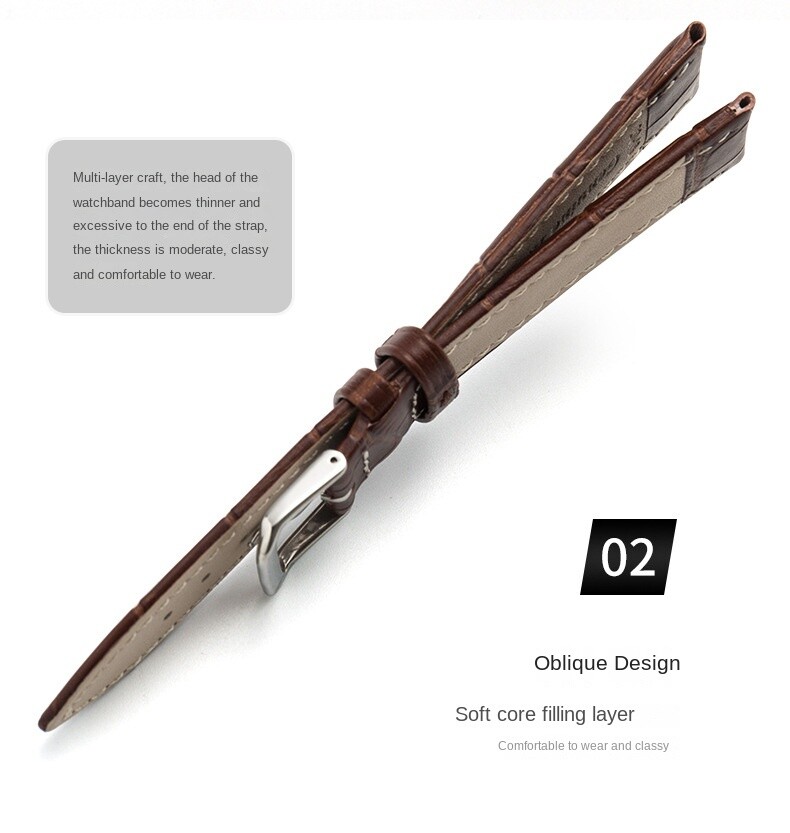 Leather watch with calfskin watch with pin buckle in various colors 10-24mm