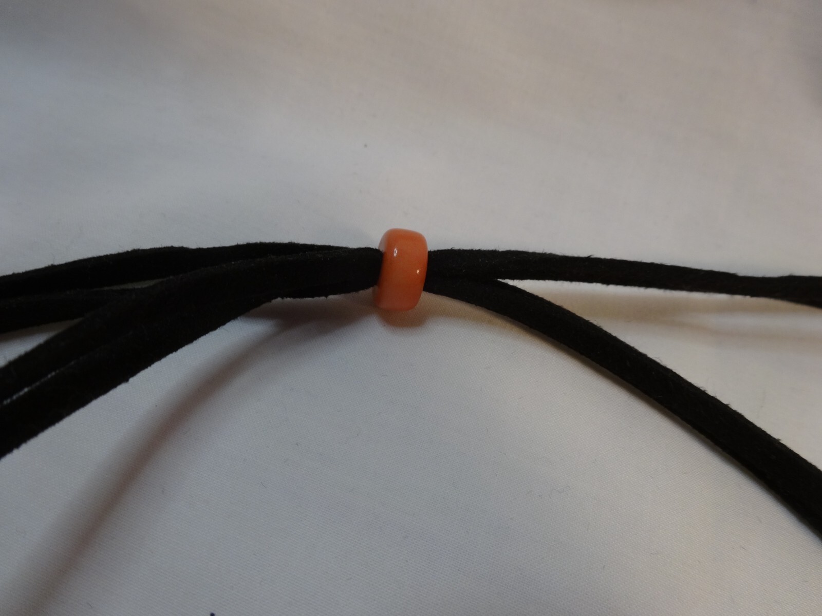 Stunning Acrylic Peach Cream Black Petal Beads Leather Cord adjustable via Slide