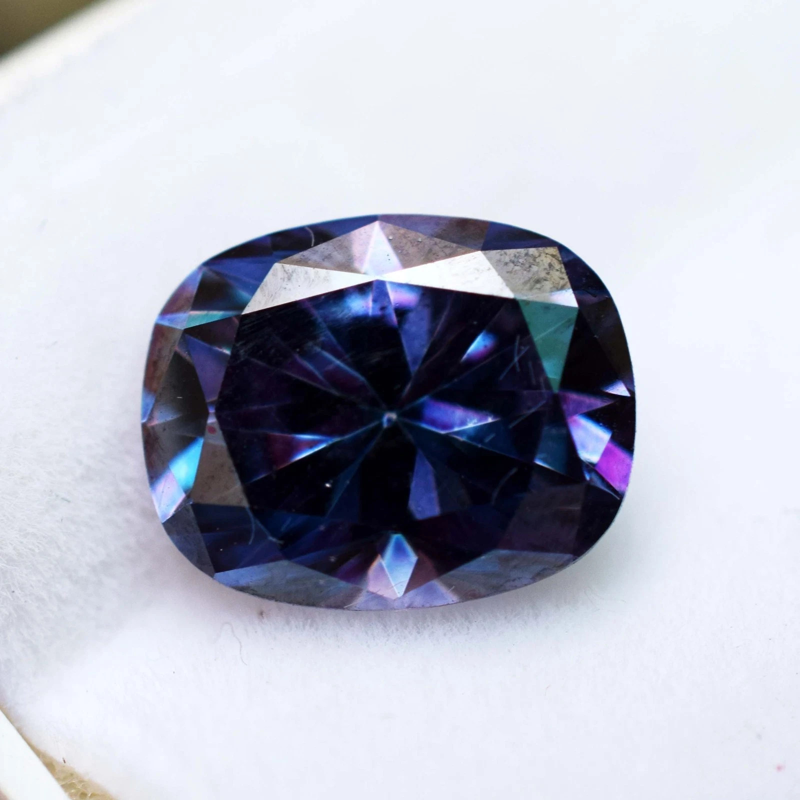 2.82 Ct Certified Lab-Created Purple Blue Diamond Cushion Cut Sparkling Gemstone