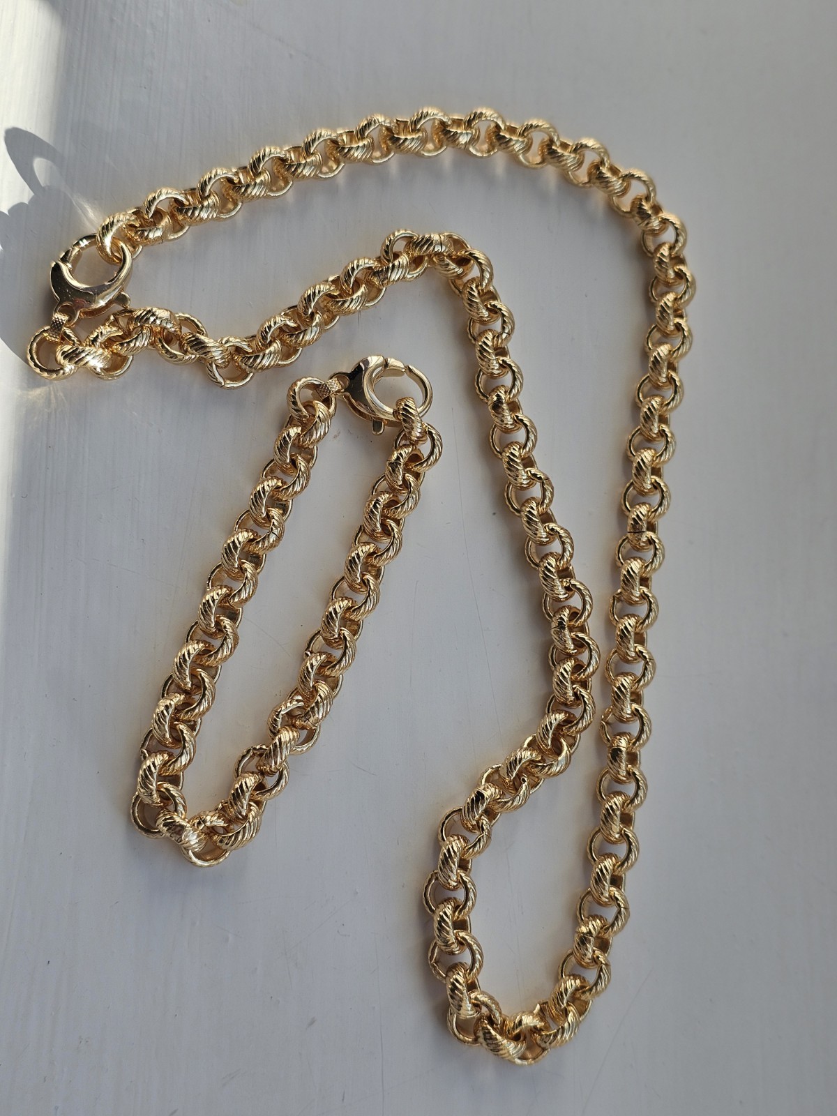 Gold Belcher Chain Diamond Cut 8mm Necklace & Bracelet Set